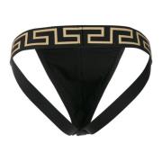 Zwarte Greca Border Jockstrap Versace , Black , Heren