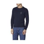 Blauwe Sweater Sportief Modern Logo Geborduurd Aeronautica Militare , ...