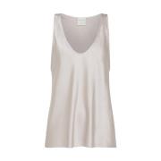 Zijden Stretch Mouwloze Top Forte Forte , White , Dames