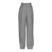 Wijde wollen broek met rechte pijp Semicouture , Gray , Dames