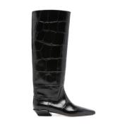 Geëmbosseerde Croco Laarzen in Zwart Paris Texas , Black , Dames