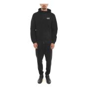 Hoodie met rits en logo Emporio Armani EA7 , Black , Heren