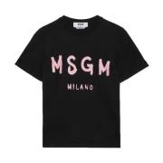 Katoenen T-shirt Msgm , Beige , Dames