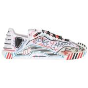 Witte Polyamide Sneaker met Suède Details Dolce & Gabbana , Multicolor...