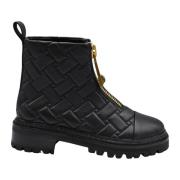 Zwarte Leren Ritslaars Kurt Geiger , Black , Dames