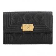 Pre-owned Leather wallets Chanel Vintage , Black , Dames