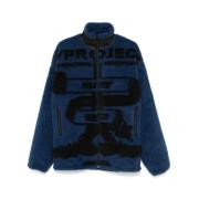 Blauw/Zwart Fleece Jack Hoge Hals Y/Project , Blue , Heren