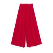 Rode Wijde Pijp Broek met Plooien Twinset , Red , Dames