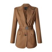 Bruine wollen blend jas met capuchon Pinko , Brown , Dames