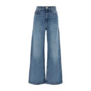 Wijde Stretch Denim Jeans Ganni , Blue , Dames