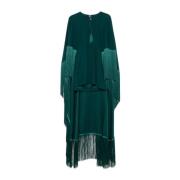 Groene Cape Jurk met Franje Details Taller Marmo , Green , Dames