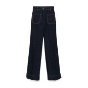 Indigo Denim Flared Jeans Victoria Beckham , Blue , Dames