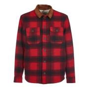 Rode Tartan Overshirt Jas Saint Barth , Red , Heren