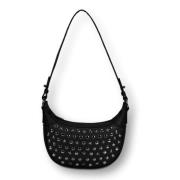 Leren Studs Tas Núnoo , Black , Dames