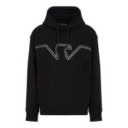 Zwarte Jersey Hoodie met Ingelegd Adelaar Logo Emporio Armani , Black ...