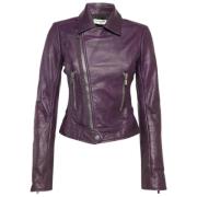 Pre-owned Leather outerwear Balenciaga Vintage , Purple , Dames