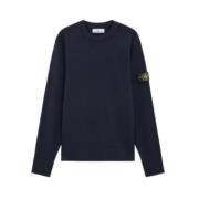 Stretch wollen ronde hals sweatshirt Stone Island , Blue , Heren