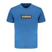 Blauw T-shirt met korte mouwen en logo Napapijri , Blue , Heren