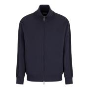 Navy Blauw Dubbel Jersey Rits Hoodie Emporio Armani , Blue , Heren