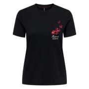 Kusjes Liefde T-shirt Only , Black , Dames