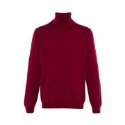 Bordeaux Rood Fijn Gebreide Rolnek Sweater Zanone , Red , Heren