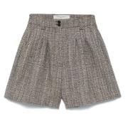 Nacht Blauw Beige Wol Shorts Herringbone Golden Goose , Gray , Dames