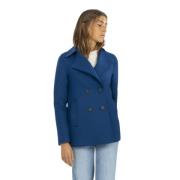 Korte Peacoat Jas met Brede Revers Harris Wharf London , Blue , Dames