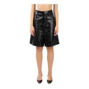 Bermuda Shorts van imitatieleer Laneus , Black , Dames