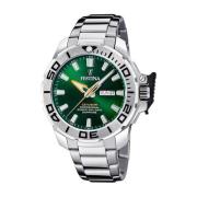 Groene Stalen Quartz Horloge 20Atm Festina , Gray , Heren