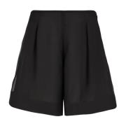 Zwarte Zijden Organza Geplooide Shorts Emporio Armani , Black , Dames