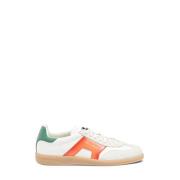 Witte Leren Lage Top Sneakers Santoni , Multicolor , Heren