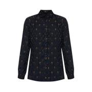 Navy Blue Rozenprint Shirt Etro , Blue , Dames