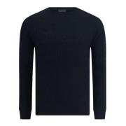 Blauwe Navy Wollen Trui met Links Patroon Emporio Armani , Blue , Here...