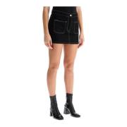 Stretch denim mini rok met zakken Courrèges , Black , Dames