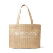 Beige Raffia Gevlochten Design Tote Tas Jimmy Choo , Beige , Dames