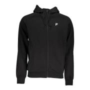 Hoodie met rits en print Fila , Black , Heren