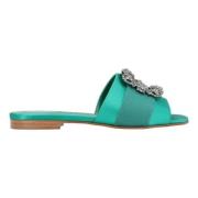 Canvas flats Manolo Blahnik , Green , Dames