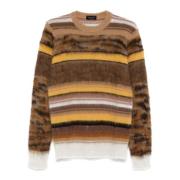 Bruine Gestreepte Mohair Trui Roberto Collina , Brown , Heren