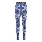 Blauwe Nylon Elastische Taillebroek Dolce & Gabbana , Multicolor , Dam...