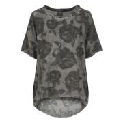 Bloemen Grijs T-shirt en Polo Sanctamuerte , Gray , Dames