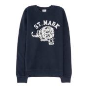 Vintage St Mark Lion Sweatshirt Wild Donkey , Blue , Heren