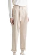 Sportieve Gabardine Broek met Plooien Peserico , Beige , Dames