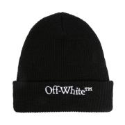 Zwart Wit Wol Gebreide Muts Off White , Black , Heren