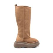 Chunky Shearling Hoge Laars R13 , Brown , Dames