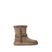 Enkellaarzen met details van nepbont Twinset , Beige , Dames