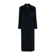 Blauwe Wollen Jas voor Vrouwen Max Mara , Blue , Dames