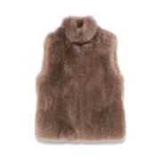 Shearling Gewatteerde Ritsvest Brunello Cucinelli , Brown , Dames