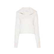 Witte Gebreide Trui met V-Hals IRO , White , Dames