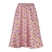 Elastische Taille Midi Rok Stoffig Roze Lollys Laundry , Pink , Dames