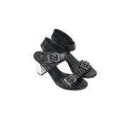 Pre-owned Leather sandals Alexander McQueen Pre-owned , Black , Dames